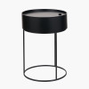 Hugo Black Wood and Black Metal Storage Table