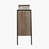 Osato Light Brown Wood Veneer and Black Metal 3 Door Sideboard