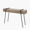 Osato Light Brown Wood Veneer and Black Metal 1 Drawer Console Table