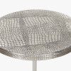 Caiman Antique Silver Croc Print Metal and Black Mango Wood Side Table
