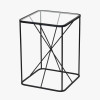 Roxy Glass and Black Metal Side Table