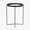 Voss Mirrored Glass and Black Wood Veneer Side Table