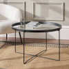Voss Mirrored Glass and Black Wood Veneer Coffee Table