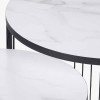 Atri S/2 White Marble Veneer and Black Metal Side Tables