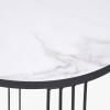 Atri S/2 White Marble Veneer and Black Metal Side Tables