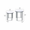 Atri S/2 White Marble Veneer and Black Metal Side Tables