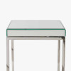 Elysee Mirrored Glass and Silver Metal Small Square Side Table