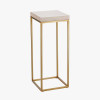 Madison Beige Granite and Burnished Gold Metal Tall Square Side Table