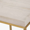 Madison Beige Granite and Burnished Gold Metal Tall Square Side Table
