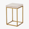 Madison Beige Granite and Burnished Gold Metal Square Side Table