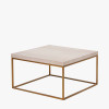 Madison Beige Granite and Burnished Gold Metal Square Coffee Table