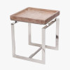 Evelyn Natural Antique Finish Mango Wood and Silver Metal Side Table