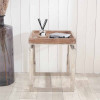 Evelyn Natural Antique Finish Mango Wood and Silver Metal Side Table