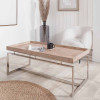 Evelyn Natural Antique Finish Mango Wood and Silver Metal Coffee Table