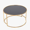 Veneziano Antique Gold Metal and Black Glass Coffee Table