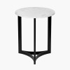 Hendrick White Marble and Black Metal Si