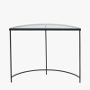 Marazzi Bevelled Glass and Black Metal Half Moon Console Table