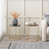 Milly S/2 Black Marble and Gold Metal Side Tables