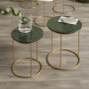 Milly S/2 Green Marble and Gold Metal Side Tables