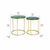 Milly S/2 Green Marble and Gold Metal Side Tables