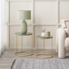 Milly S/2 Green Marble and Gold Metal Side Tables