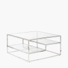 Aleandra Glass & Silver Metal Coffee Table