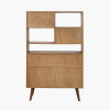 Elias Dark Ash Wood Retro 2 Door, 6 Niche Shelf Unit