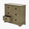 Croft Olive Pine Wood 6 Drawer Unit