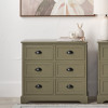 Croft Olive Pine Wood 6 Drawer Unit