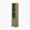Croft Olive Pine Wood Slim 1 Door 3 Shelf Unit