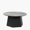 Myana Jade Marble Effect and Dark Brown Oak Veneer Coffee table