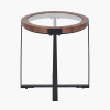 Vermont Clear Glass and Light Walnut Wood Veneer Side Table