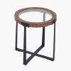 Vermont Clear Glass and Light Walnut Wood Veneer Side Table