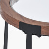 Vermont Clear Glass and Light Walnut Wood Veneer Side Table