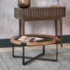 Vermont Clear Glass and Light Walnut Wood Veneer Coffee Table
