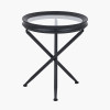 Elwood Clear Glass and Black Fir Wood Effect Side Table