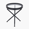 Elwood Clear Glass and Black Fir Wood Effect Side Table