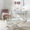 Rocco Mirrored Glass and Silver Metal Desk