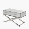 Rocco Mirrored Glass and Silver Metal Coffee Table