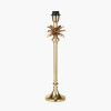 Trafalgar Gold Metal Palm Tree Table Lamp Base with Stellan 35cm Green Slubbed Silk Mix Gold Lined Cylinder Lampshade