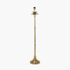 Trafalgar Gold Metal Palm Tree Floor Lamp Base with Stellan 45cm Black Slubbed Faux  Silk Gold Lined Cylinder Lampshade
