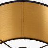 Trafalgar Gold Metal Palm Tree Floor Lamp Base with Stellan 45cm Black Slubbed Faux  Silk Gold Lined Cylinder Lampshade