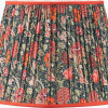 Trafalgar Gold Metal Palm Tree Floor Lamp Base with Floressa 45cm Red Floral Patterned Mushroom Pleat Tapered Lamp Shade