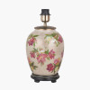 Hellebore Medium Glass Table Lamp Base with Lino 35cm White Self Lined Linen Cylinder Lampshade