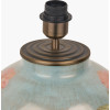 Coral Peony Large Glass Table Lamp Base with Edward 40cm Natural Linen Cylinder Lampshade
