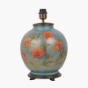 Coral Peony Large Glass Table Lamp Base with Lino 40cm White Self Lined Linen Cylinder Lampshade