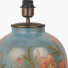 Coral Peony Large Glass Table Lamp Base with Lino 40cm White Self Lined Linen Cylinder Lampshade