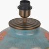 Coral Peony Large Glass Table Lamp Base with Lino 40cm White Self Lined Linen Cylinder Lampshade