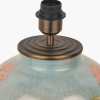 Coral Peony Large Glass Table Lamp Base with Bacall 45cm Almond Silk Knife Pleat Empire Lampshade