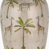 Safari Tall Glass Table Lamp Base with Milos 40cm Natural Linen Tapered Lampshade